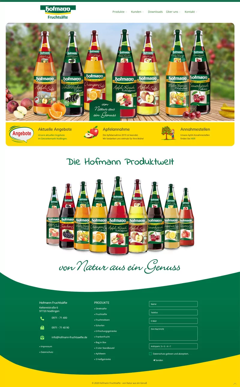 Webseite für Kelterei Hofmann in Bad Kissingen